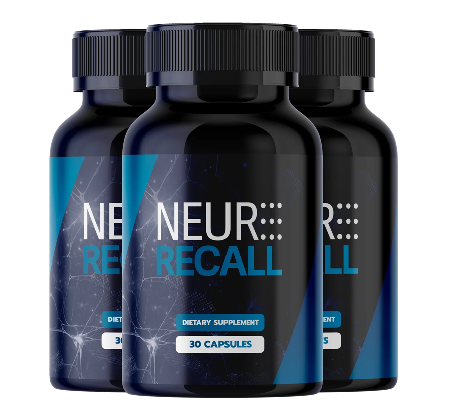 NeuroRecall cognitive wellness capsules, three-bottle package